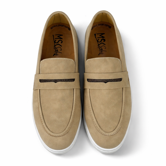 CREAM NUBUCK SUEDE MEDICATED LOAFER